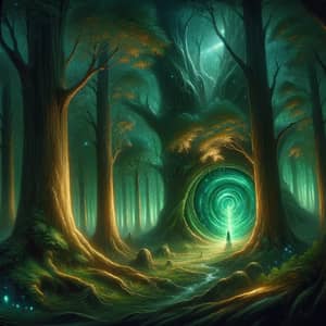 Mystical Forest Scene with Glowing Portal
