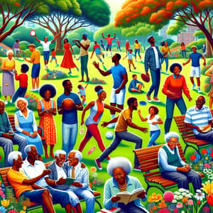 Vibrant Community of Happy Black People Enjoying Park Life