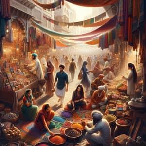 Vibrant Indian Street Market: Diverse Vendors & Aromas
