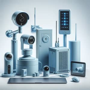 Blue Technology Setup | Video Camera, Fire Sensor, Laptop & More
