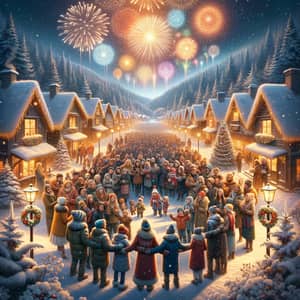 Winter Village Celebration | Joyful New Year Scene