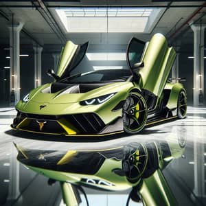 Luxury Lime Green Sports Car | Raging Bull Icon | Fine Interior