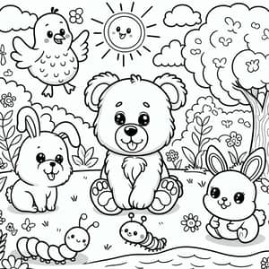 Children's Coloring Book with Cute Animals for Ages 3-5
