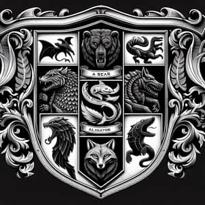 Iron Family Crest: Shield with Animal Symbols for Strength and Unity