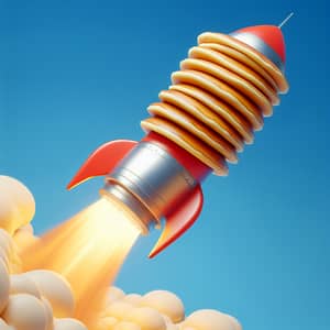 Flying Pancakes on Rocket - Delicious Breakfast Scene