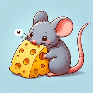 Mouse Eating Cat-Shaped Cheese: Adorable Image