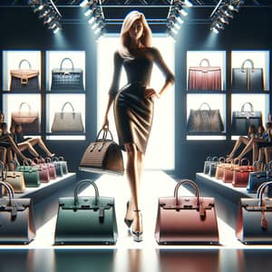 Luxury Fashion Runway with High-End Handbags | Strutting Model