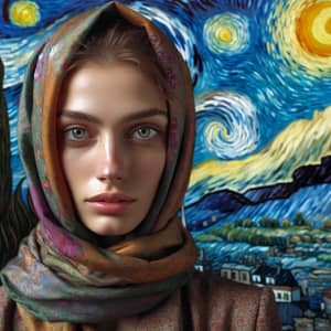 Woman with Headscarf in Van Gogh Painting | Artistic Impression