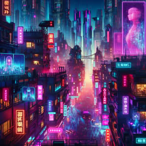 Neon Cyberpunk Cityscape - Futuristic Urban Spectacle