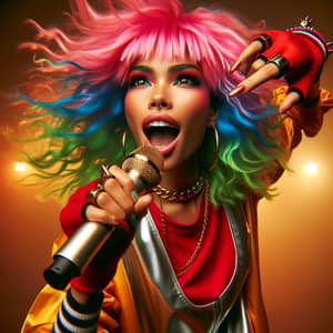 Female Rapper with Bold Style | Colorful Wigs & Outfits