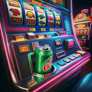 Slot Machine with Refreshing Soda - Lively and Vibrant Scene