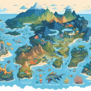 Imaginative Map of Philippines: Fictional Creatures in Diverse Environments