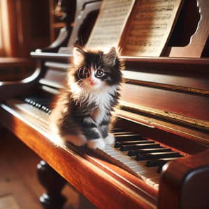 Fluffy Kitten Playing on Grand Piano | Musical Cat Exploration