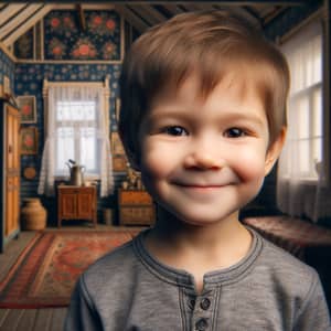6-Year-Old Child in Traditional Russian Apartment | Delightful Smile