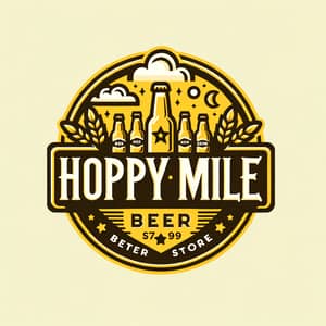 Hoppy Mile Beer Store | Yellow & Brown Logo Design