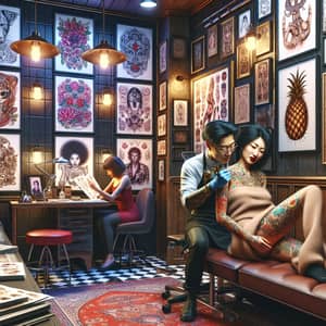 Luxury Tattoo Salon with Diverse Artists and Designs