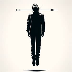 Eerie Graphic Art: Male Figure Suspended by Spear