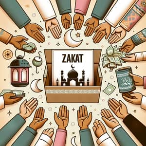 Ramadan Zakat Charity: Islamic Giving Tradition Clipart