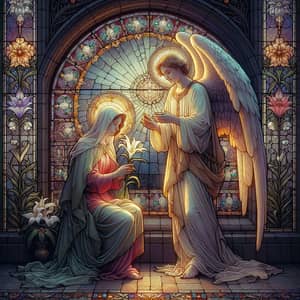 Divine Encounter: Archangel Gabriel and Virgin Mary - Gothic Art