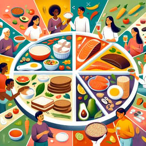 Diverse Food Items: Protein, Carbs, Fats, Vitamins & Minerals