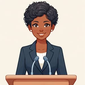 Female Black Politician Giving Public Speech Illustration