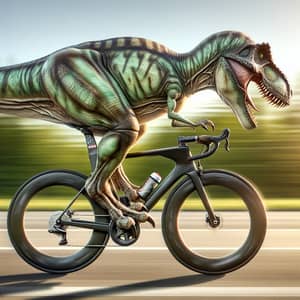 Enormous T-Rex Riding High-Tech Roadbike in Dynamic Pose