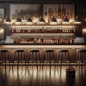 Dark Toned Bar Mockup Landscape | Liquor Bottles, Elegant Lights