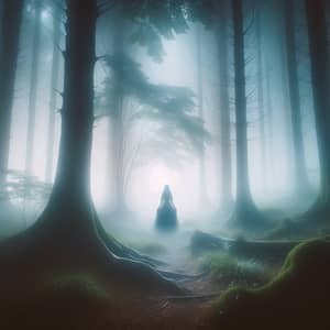 Mystical Silhouette in Foggy Forest | Dreamy and Ethereal Painting