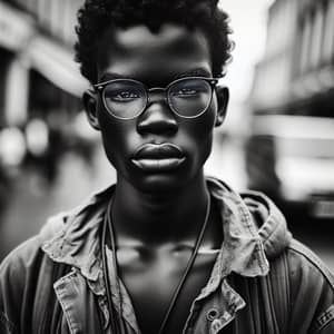 Vintage Black and White Street Photography - Unique Young Man in Ilford HP5 Style