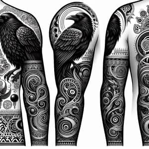 Mythological Crow Tattoo Full Sleeve Design