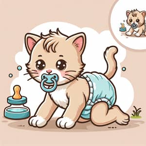Adorable Newborn Kitten Cartoon - Cute Infant Character