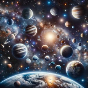 Celestial Bodies in Vast Cosmos: Stars, Planets, and Space Wonders