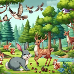 Pixar Disney Animation: Joyful Woodland Animal Scene