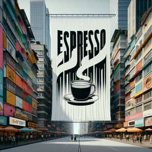 Vibrant Espresso Banner in Urban Setting