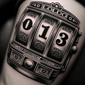 Vintage Slot Machine Tattoo Design with Bold Numbers