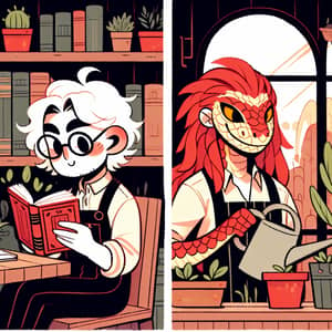Cosy Cottage Characters: White Hair Reader and Red-Haired Gardener