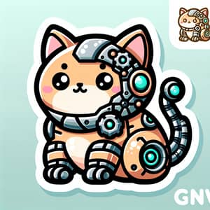 Charming Kawaii-Style Mechanical Cat Sticker Design | GNVWorks