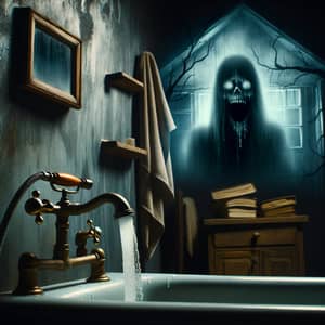 Eerie Bathroom Scene with Terrifying Apparition | AI Art Generator ...