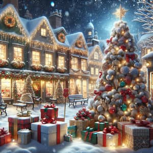 Magical Christmas Town Square: Joyful Holiday Scene
