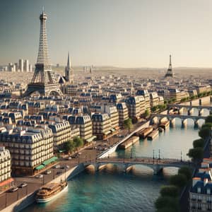 3D View of Paris | Eiffel Tower, Seine River & Notre Dame