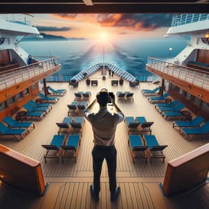 Diverse Male Creative Professional on Grand Cruise Vessel Deck