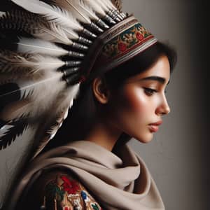 South Asian Woman in Traditional Feathered Hat
