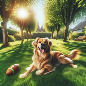 Friendly Dog Relaxing in Green Backyard | Joyful Pet Scene
