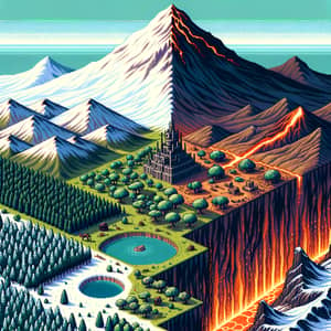 Pixel Art Adventure Landscape - Top-Down View