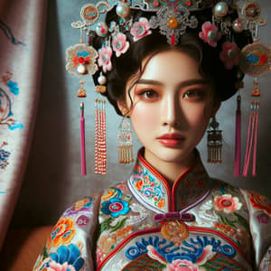 Elegant Chinese Girl in Traditional Costume