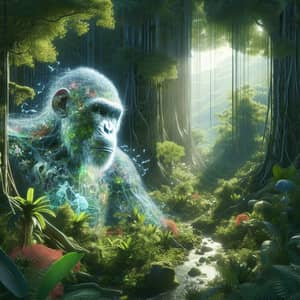 Ethereal Virtual Ape in Dense Jungle | NFT Art
