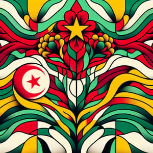 Vibrant Alevism & Kurdistan Flag with Abstract Floral Patterns