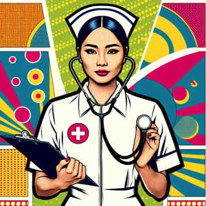 Pop Art Style Nurse of South Asian Descent