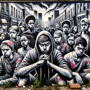 Youth Violence Street Art - Social Issue Depiction