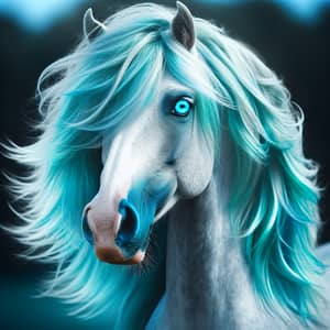 Captivating Unique Horse with Turquoise Hair and Blue Eyes